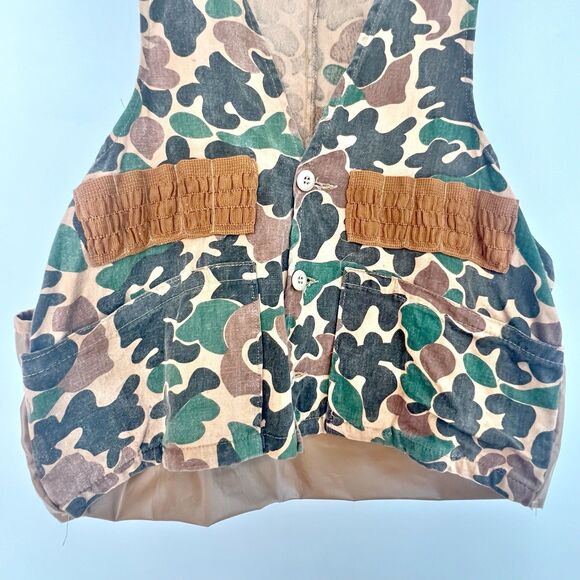 SEARS SPORTS CENTER - Vtg Duck Camouflage Canvas Mens Hunting Shooting Vest 60s - Picture 4 of 16